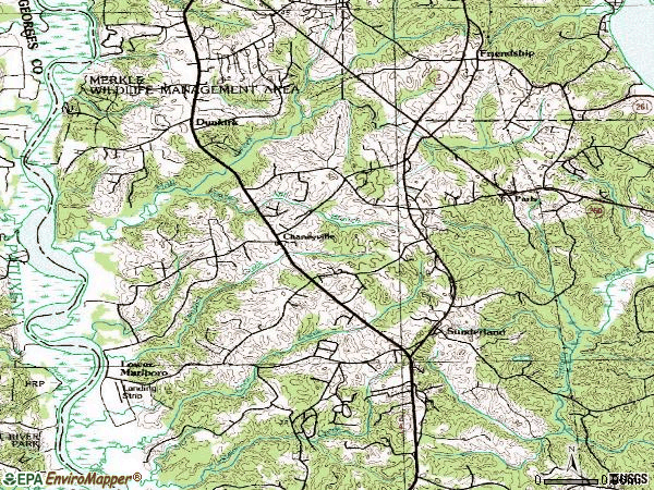 Zip code 20736 topographic map