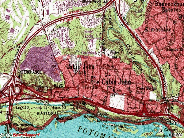 Zip code 20818 topographic map