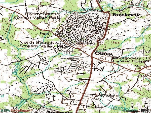 Zip code 20832 topographic map
