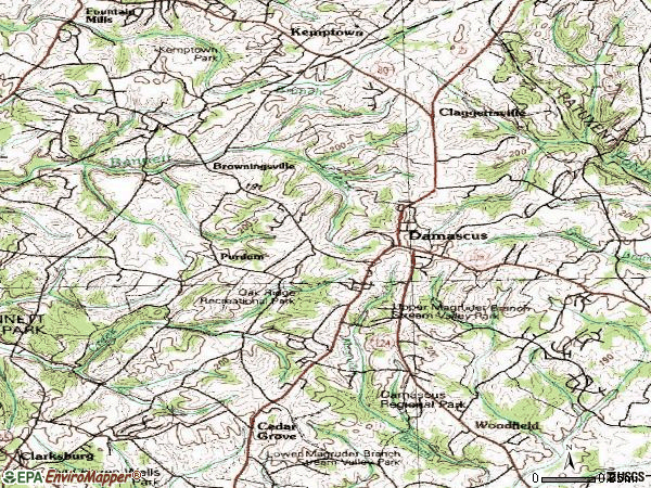Zip code 20872 topographic map