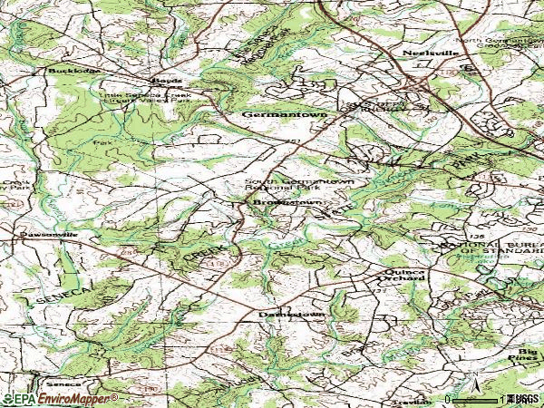 Zip code 20874 topographic map