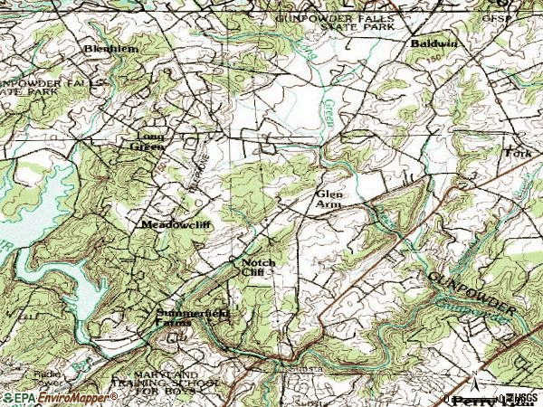 Zip code 21057 topographic map