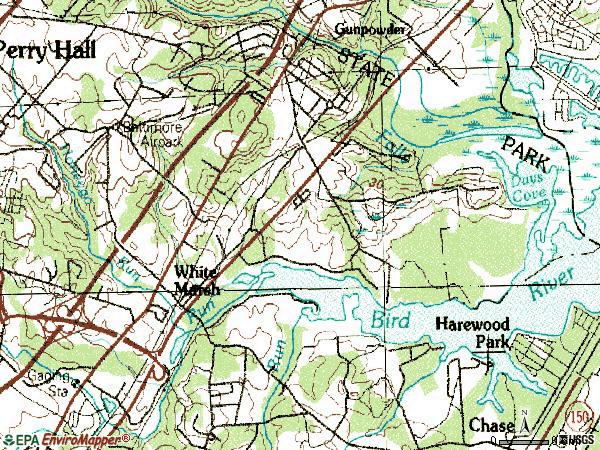 Zip code 21162 topographic map