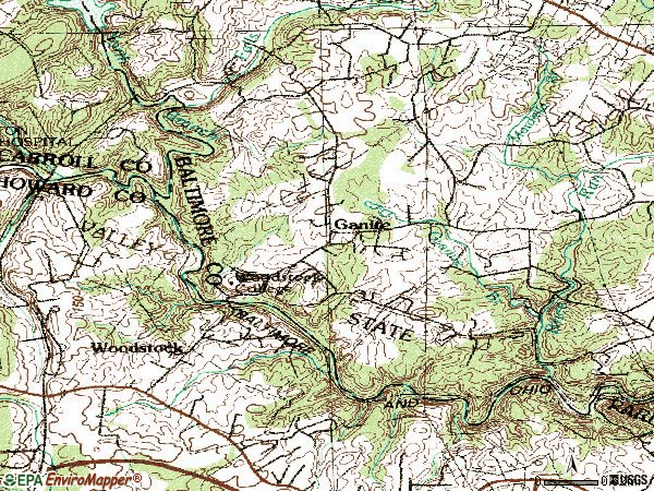 Zip code 21163 topographic map