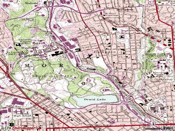Zip code 21211 topographic map