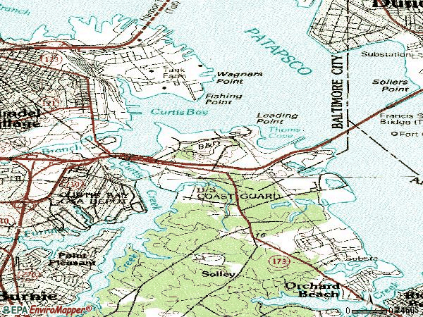 Zip code 21226 topographic map
