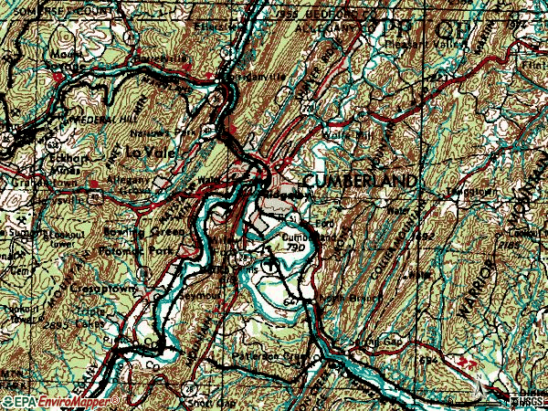 Zip code 21502 topographic map
