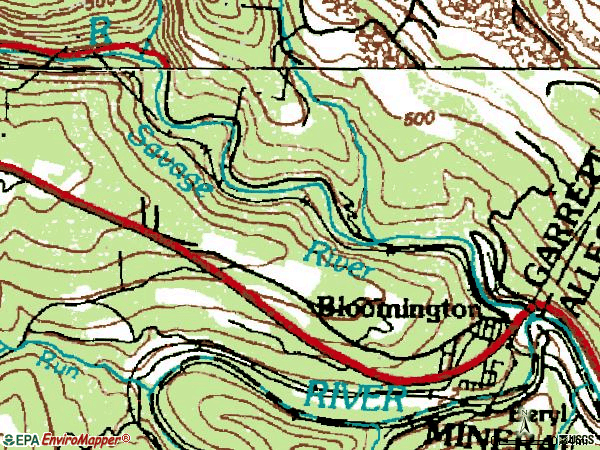 Zip code 21523 topographic map