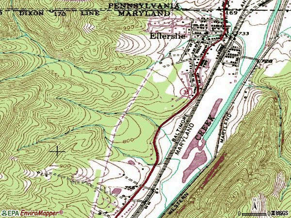 Zip code 21529 topographic map