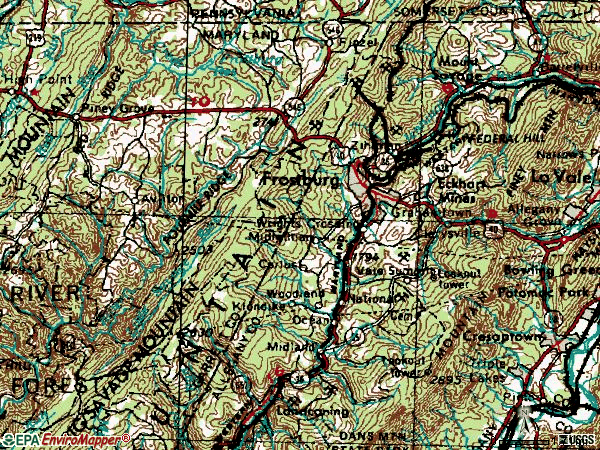 Zip code 21532 topographic map