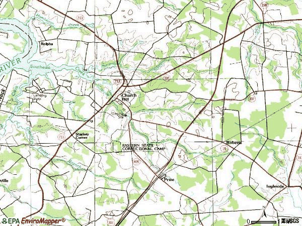Zip code 21623 topographic map