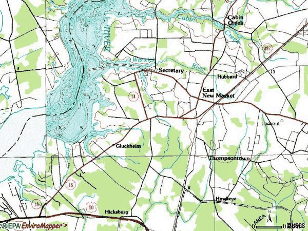 Zip code 21631 topographic map