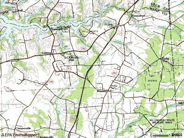 Zip code 21635 topographic map