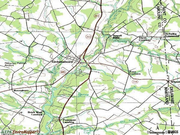 Zip code 21639 topographic map