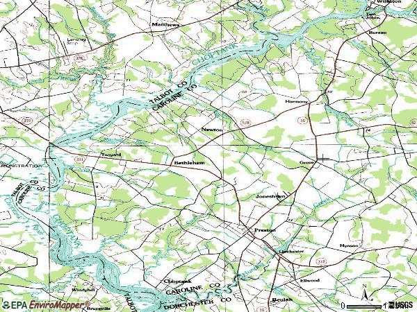 Zip code 21655 topographic map