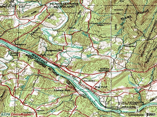 Zip code 21711 topographic map