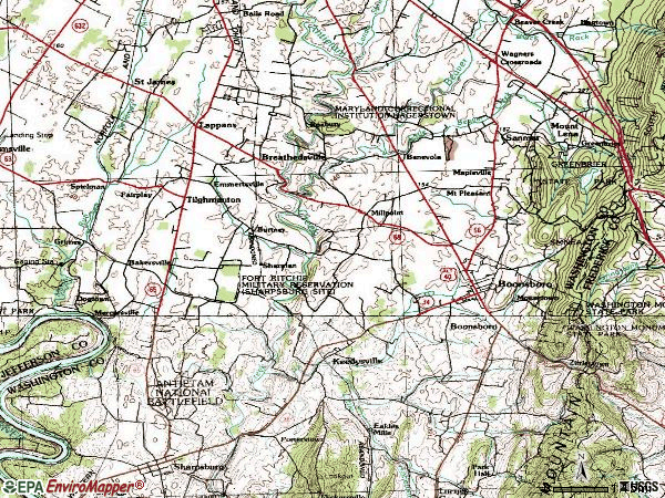 Zip code 21713 topographic map