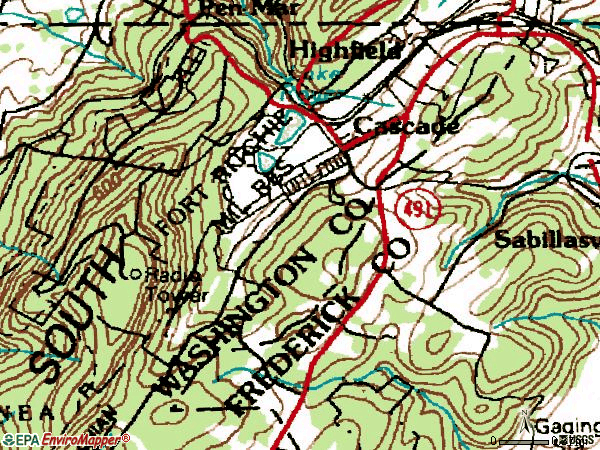 Zip code 21719 topographic map