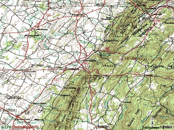 Zip code 21783 topographic map