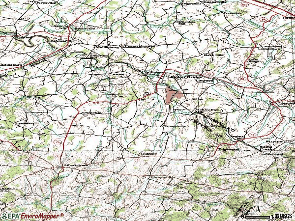 Zip code 21791 topographic map
