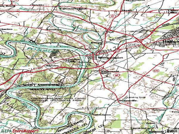 Zip code 21795 topographic map