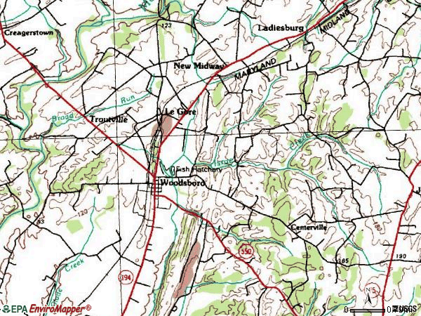 Zip code 21798 topographic map