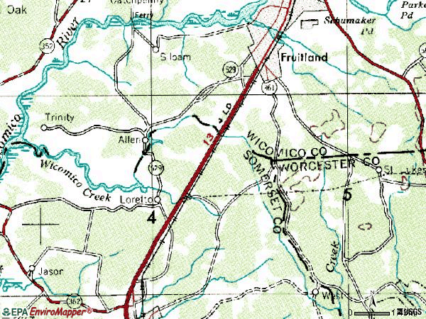 Zip code 21822 topographic map