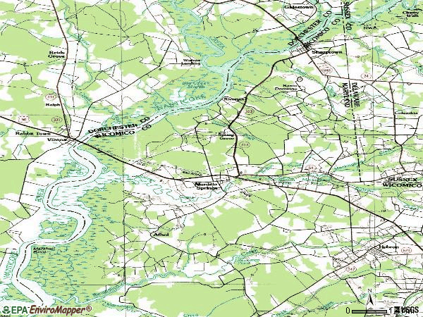 Zip code 21837 topographic map