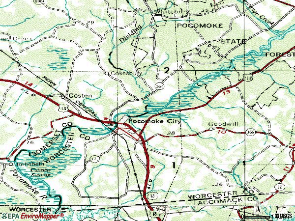 Zip code 21851 topographic map