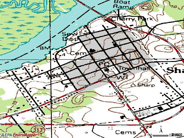 Zip code 21861 topographic map