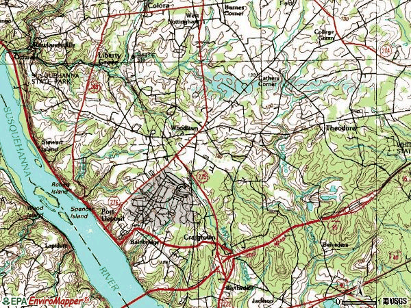 Zip code 21904 topographic map