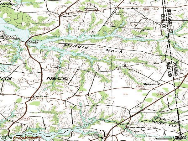 Zip code 21912 topographic map