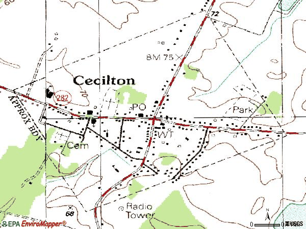 Zip code 21913 topographic map