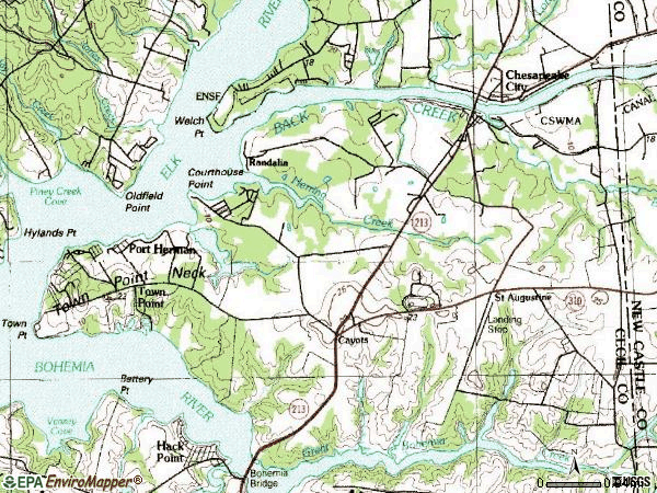 Zip code 21915 topographic map