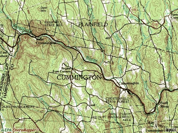 Zip code 01026 topographic map