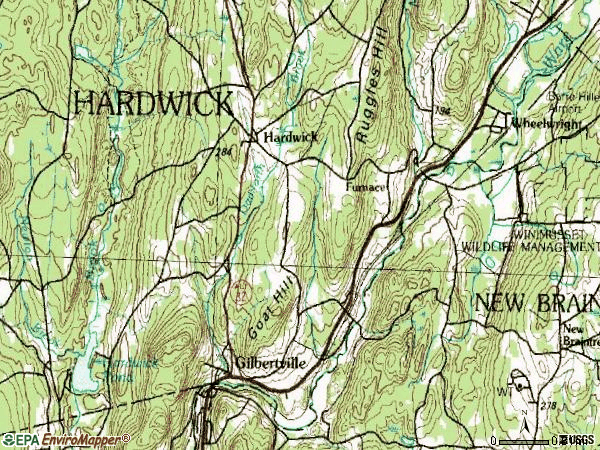 Zip code 01031 topographic map