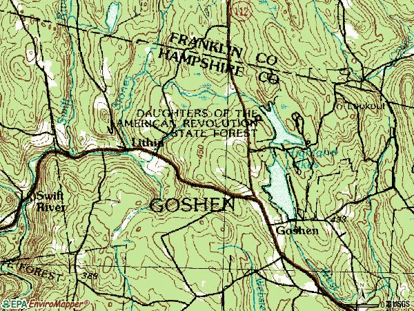 Zip code 01032 topographic map