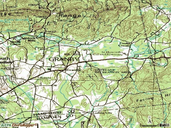 Zip code 01033 topographic map