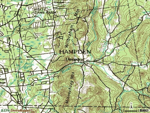 Zip code 01036 topographic map