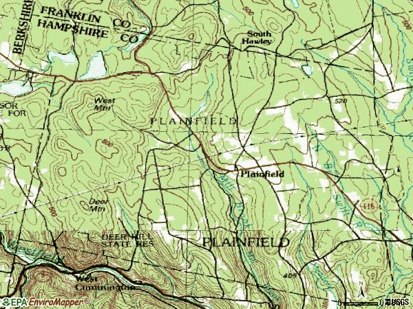 Zip code 01070 topographic map