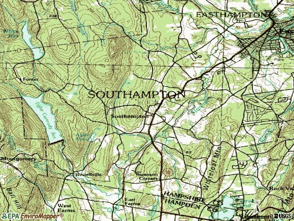 Zip code 01073 topographic map
