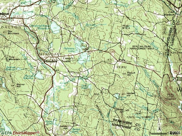 Zip code 01235 topographic map