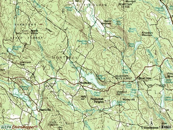 Zip code 01245 topographic map