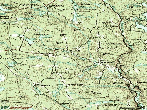 Zip code 01255 topographic map