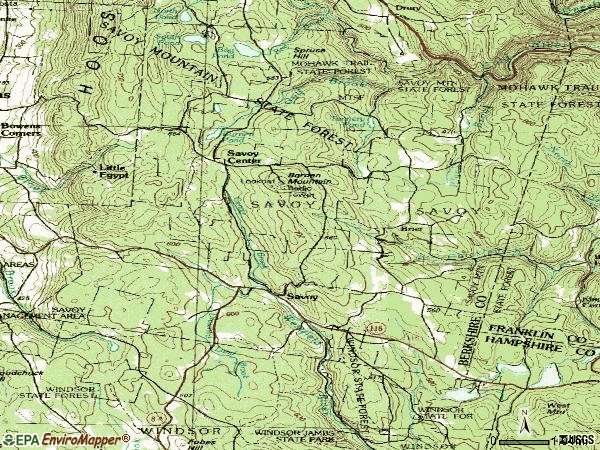Zip code 01256 topographic map
