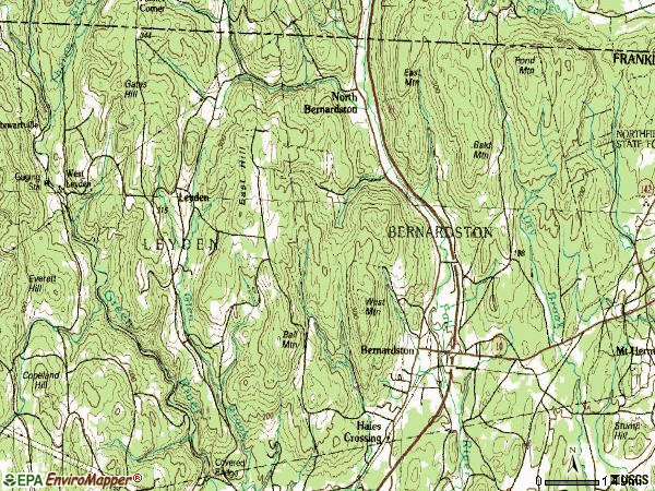 Zip code 01337 topographic map