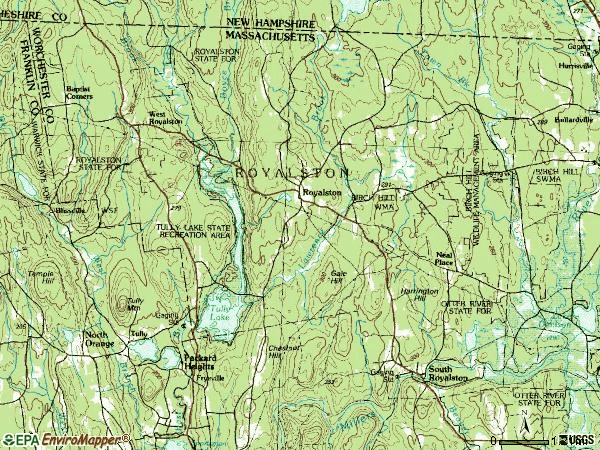 Zip code 01368 topographic map