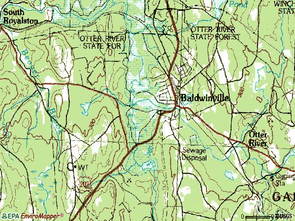 Zip code 01436 topographic map