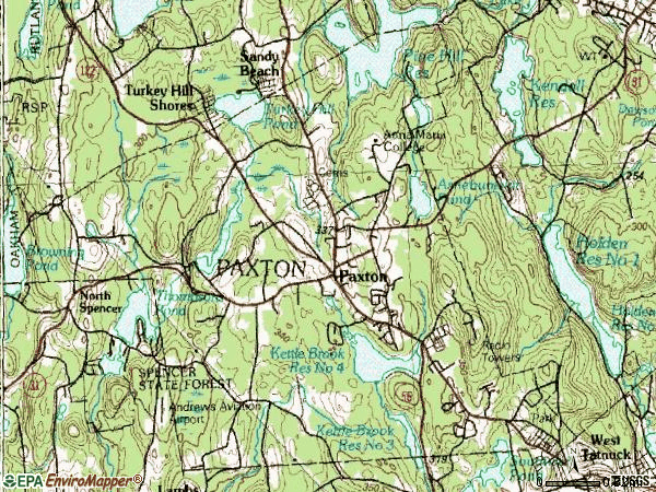 Zip code 01612 topographic map