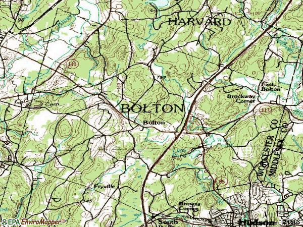 Zip code 01740 topographic map